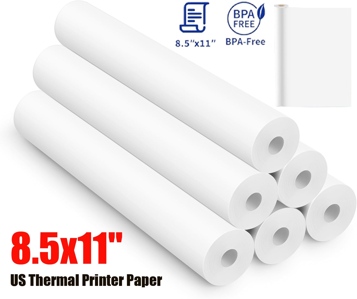 2-20 Rolls Thermal Printer Paper 8.5″x11″ US Letter Size Quick-Dry for M08F lot