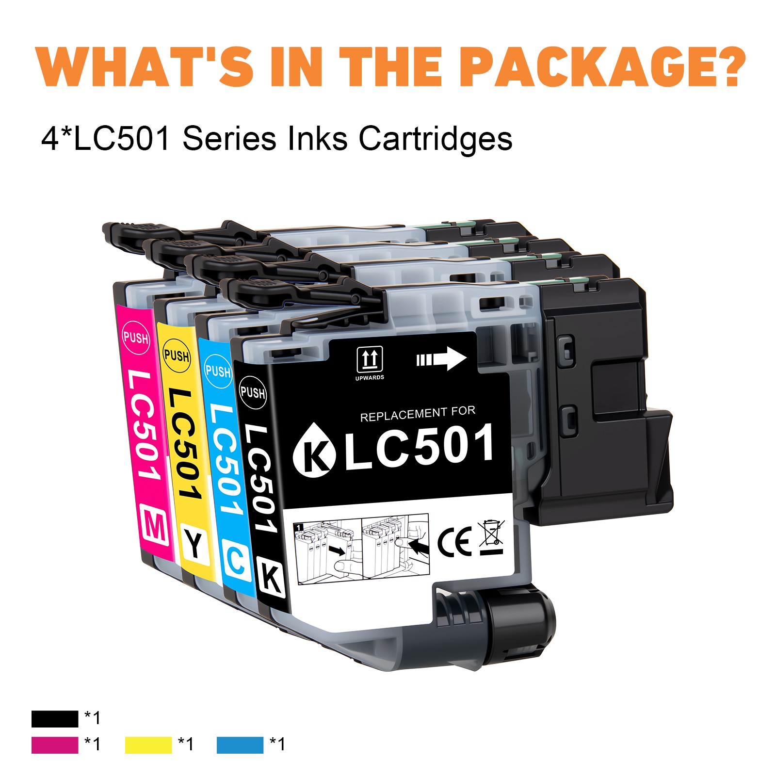 4PACK LC501 Ink Cartridges for Brother MFC-J1260DW MFC-J1360DW MFC-J1410DW LC501