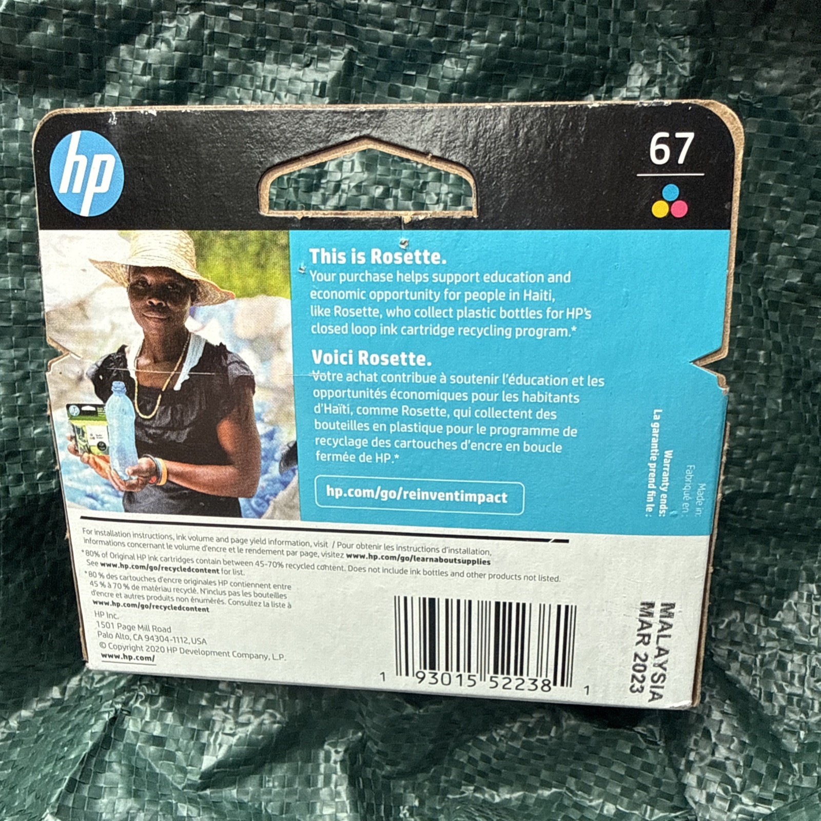 HP 67 Tri-color original ink cartridge 3JB26A Sealed For Deskjet & ENVY Printers
