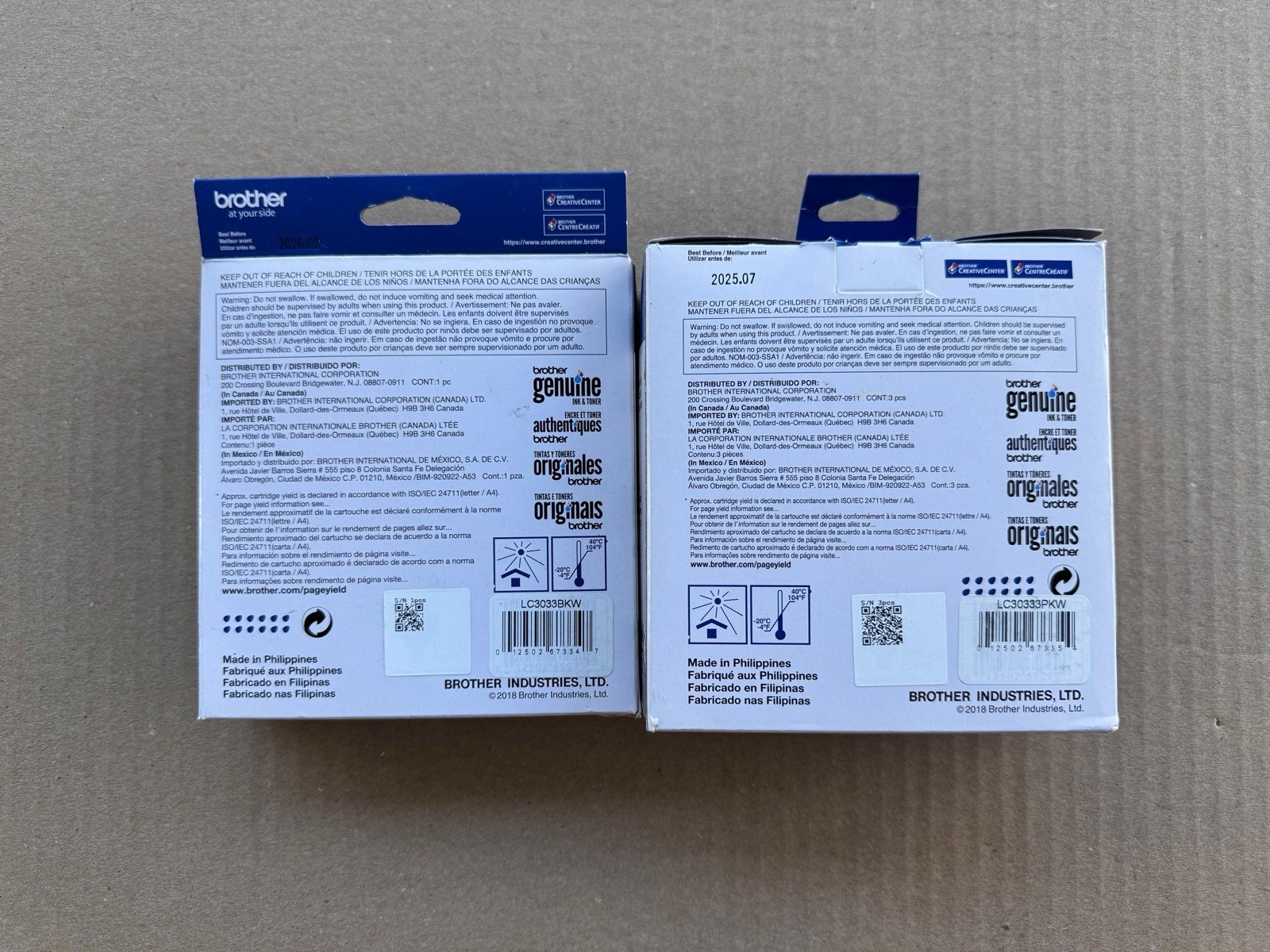 New Genuine Brother LC3033XXL Black Cyan Magenta Yellow 4PK Ink Cartridges 2025