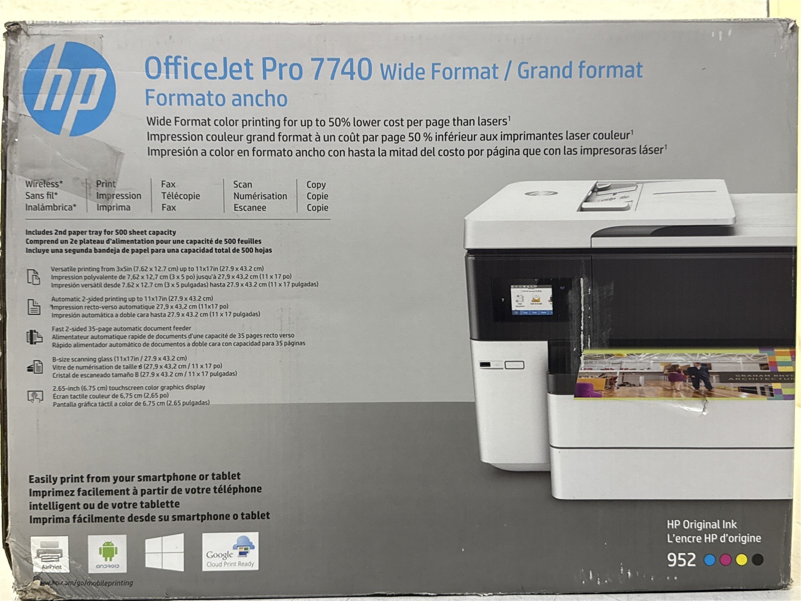 HP OFFICEJET PRO 7740 WIDE-FORMAT AIO PRINTER G5J38A B1H OPTION NEW OPEN BOX