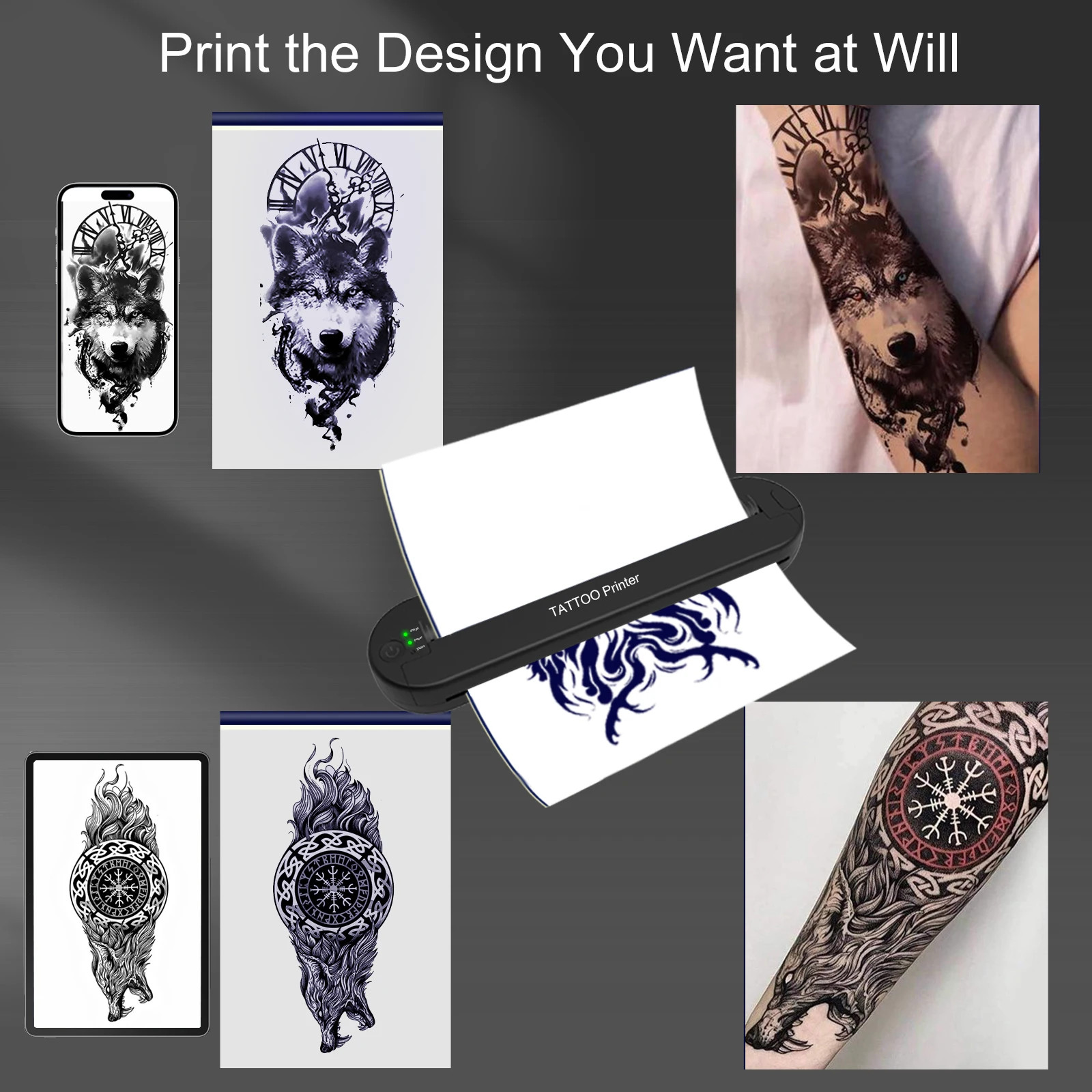 New Wireless Printer Tattoo Template Printer with 2000MAH Power Tattoo Printer