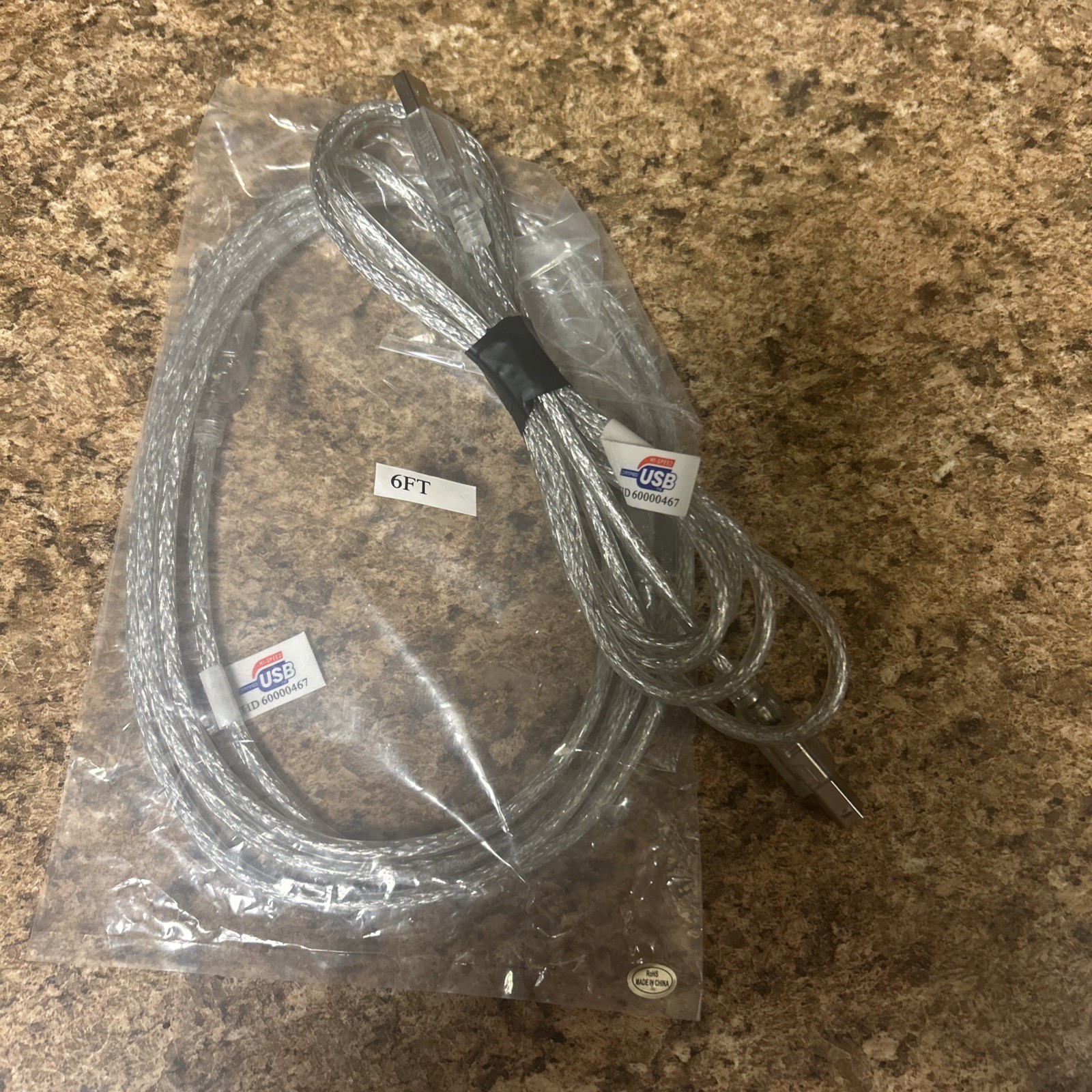USB Printer Cable Hi-Speed 6ft Type A Male to USB Type B Male TID 60000467 PAIR