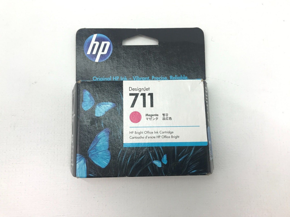 HP 711 Magenta DesignJet Ink Cartridge CZ131A Bright Office New 02 / 2026