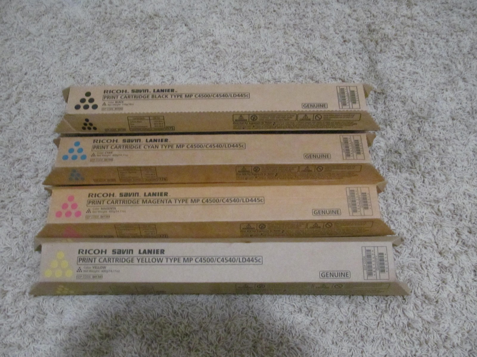 Ricoh Genuine MP C4500/C4540/LD445c Toner Print Cartridge Set KCMY Original OEM