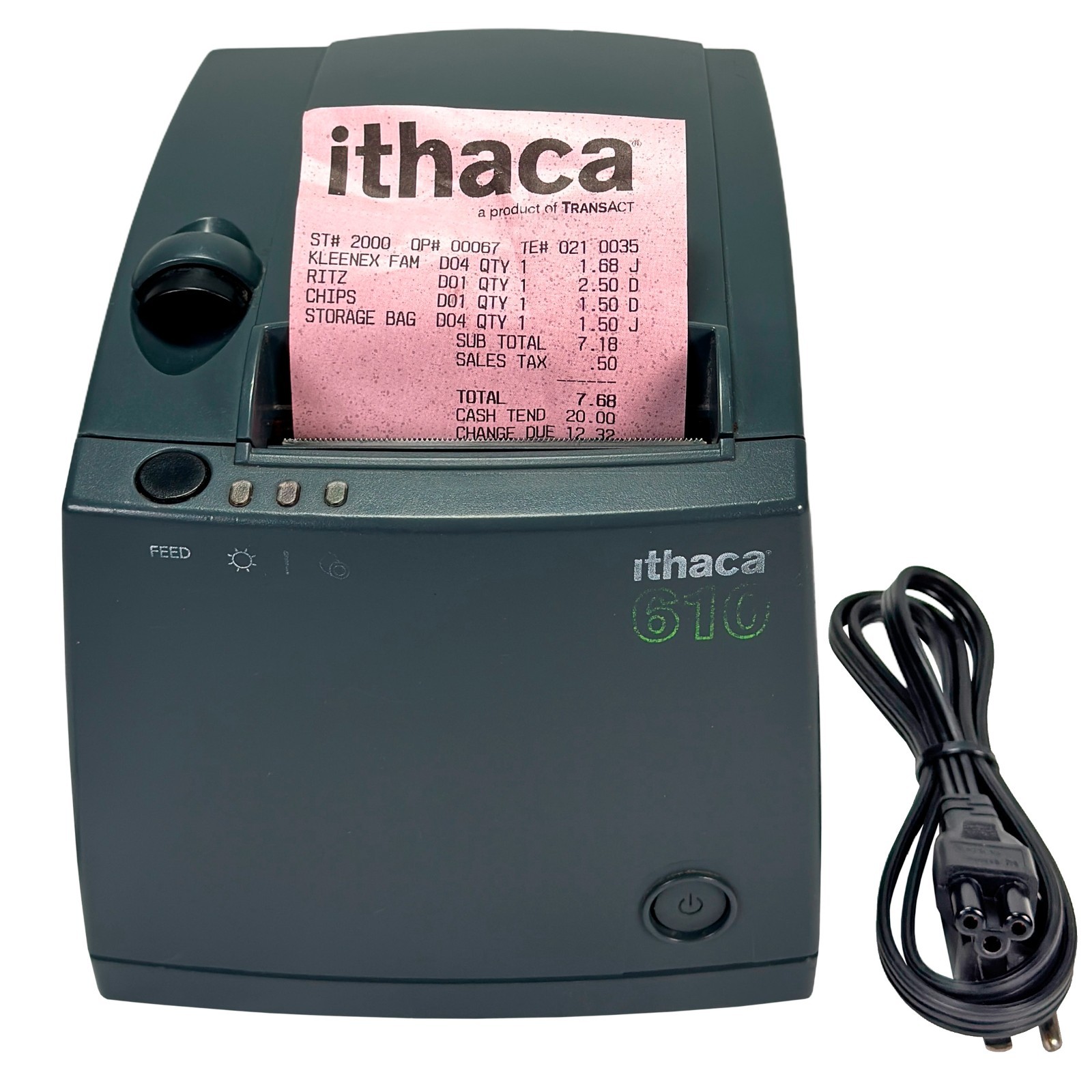 TESTED TransAct Ithaca MOD 610-S Thermal POS Receipt Printer Serial Autocutter