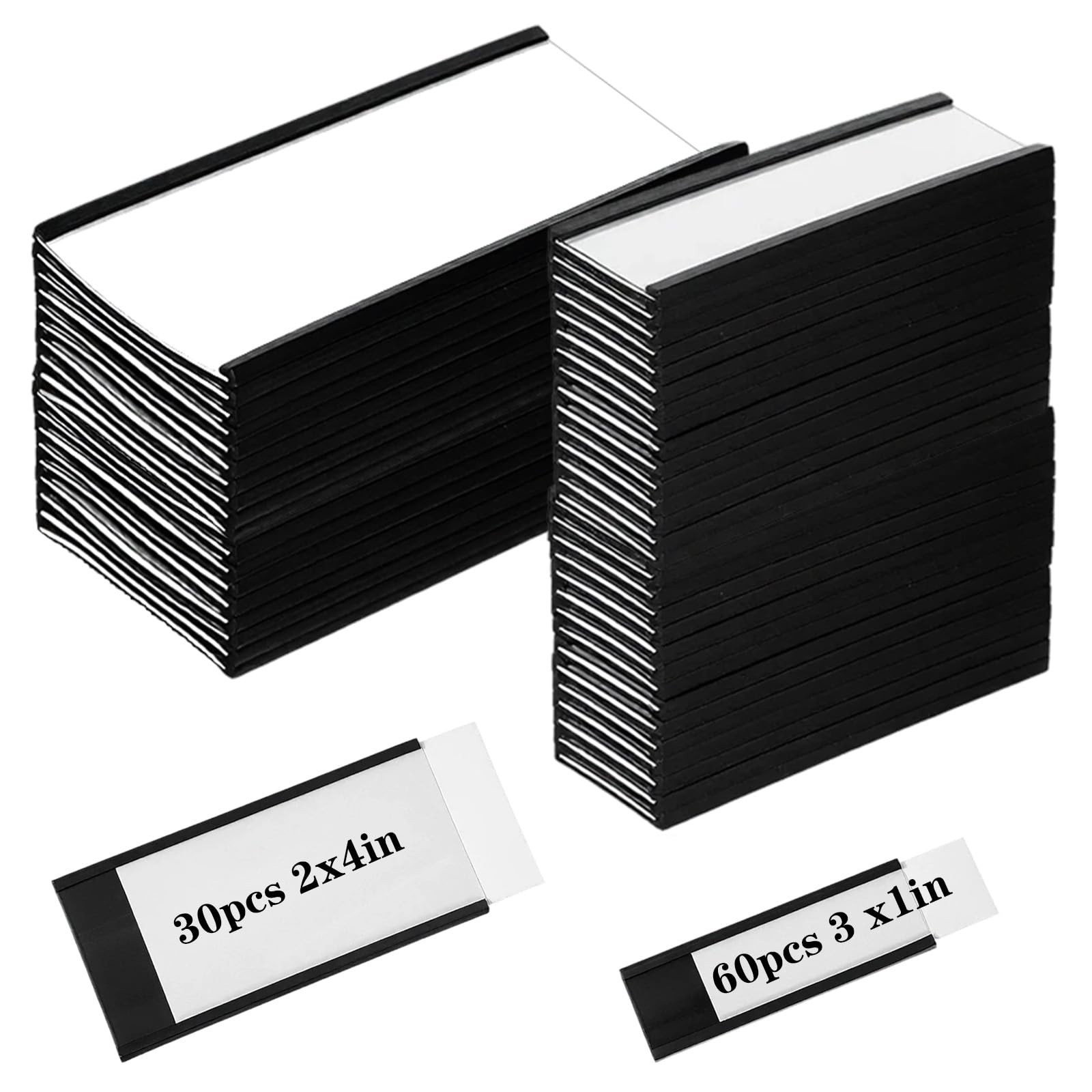 90 Pack Channel Magnetic Label Holders for Metal Racks and Shelves with Inser…