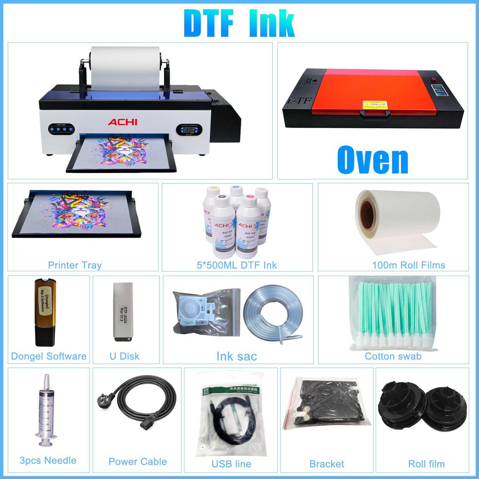 US Ship A3 DTF Printer Epson A3 1390/L1800 printhead Transfer film with cutting