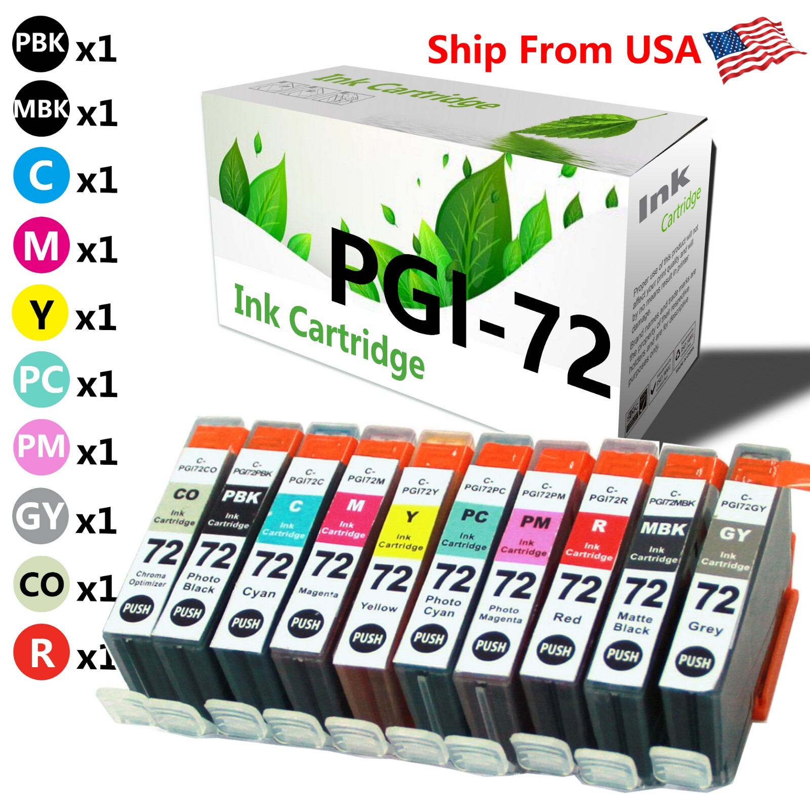 (10 Pack,1 Set) PGI-72 PGI72 Ink Cartridge PGI 72 for PIXMA Pro 10 10S Printer