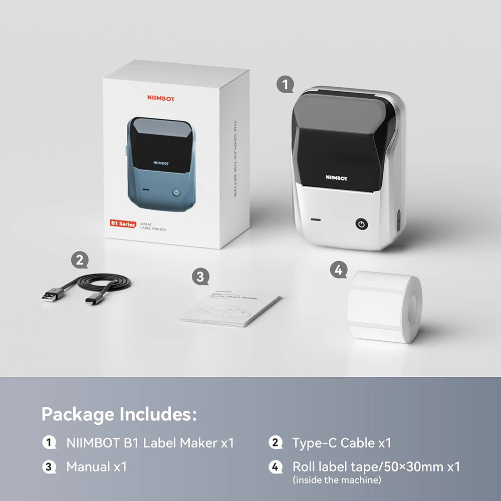 NiiMbot B1 Thermal Label Printer Bluetooth Wireless Portable Sticker Maker
