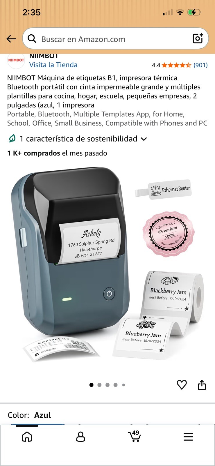 NIIMBOT B1 Inkless Thermal Label Printer Bluetooth Label Maker