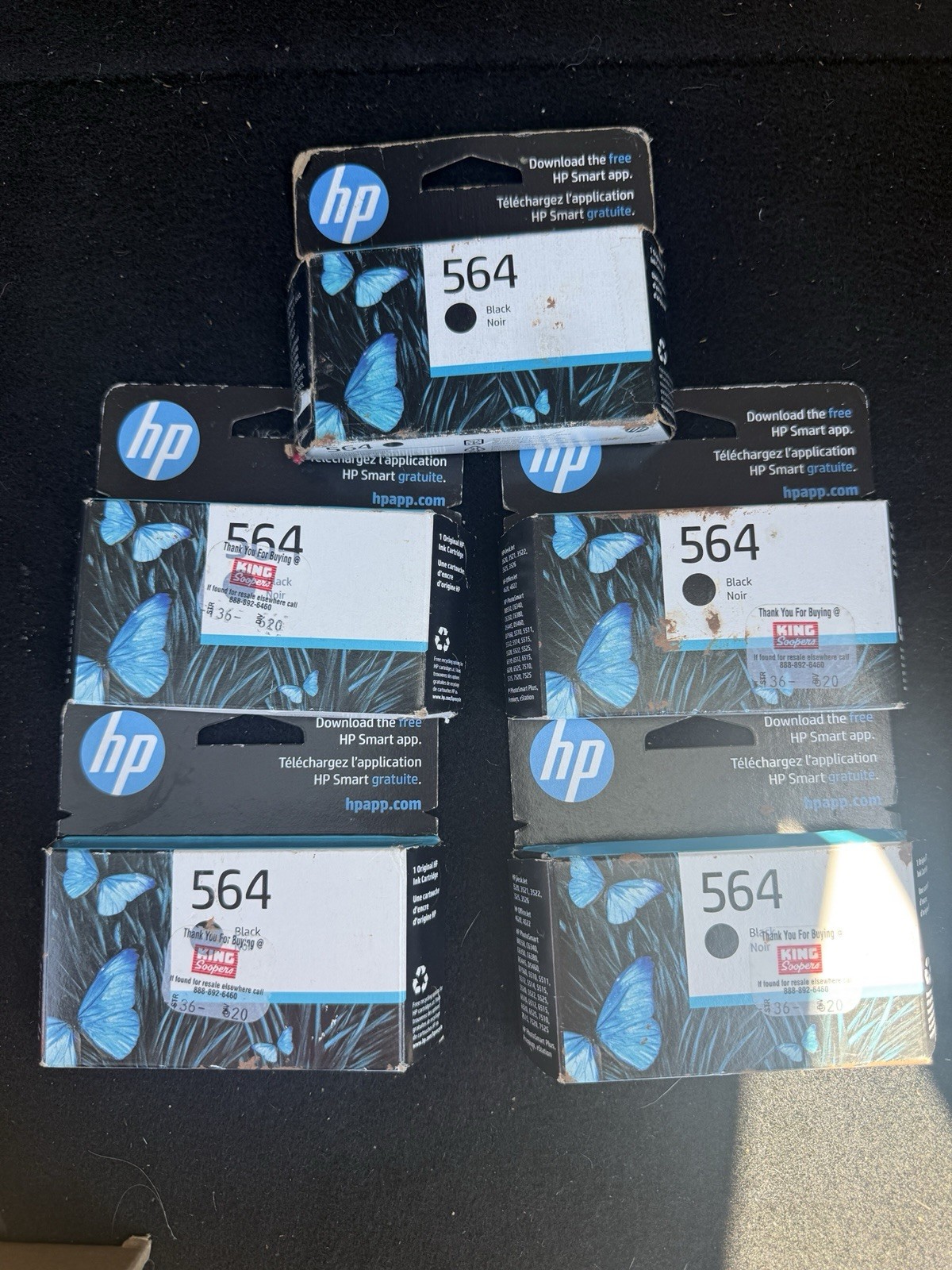 5 Pack GENUINE HP 564 Black Ink Cartridge for HP Deskjet EXP 11/2026