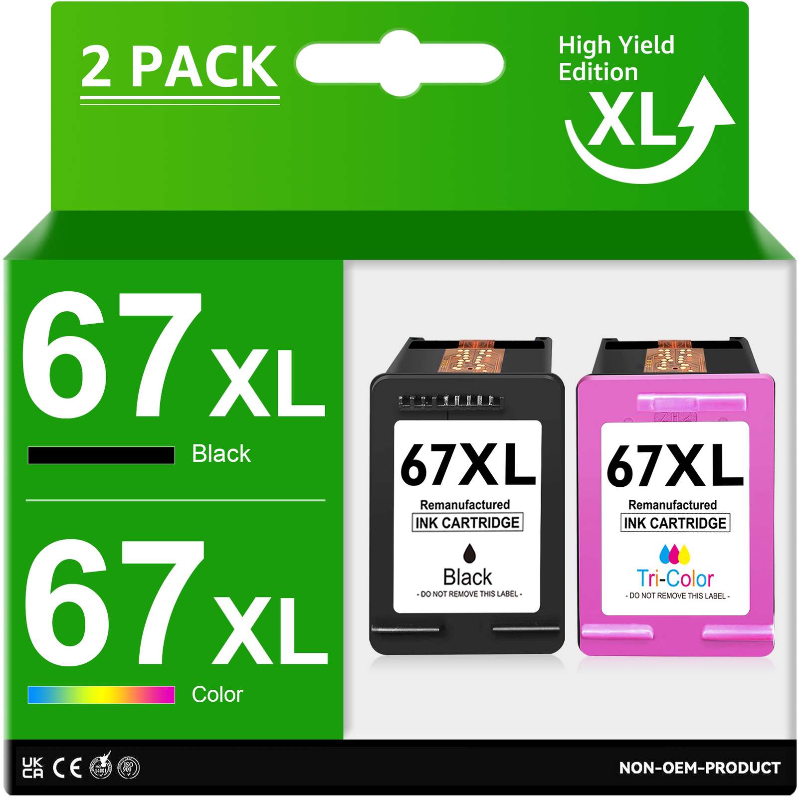 2PK 67-XL 67XL XXL Black & Color Ink for HP Deskjet Plus 4140 4152 4155 4158