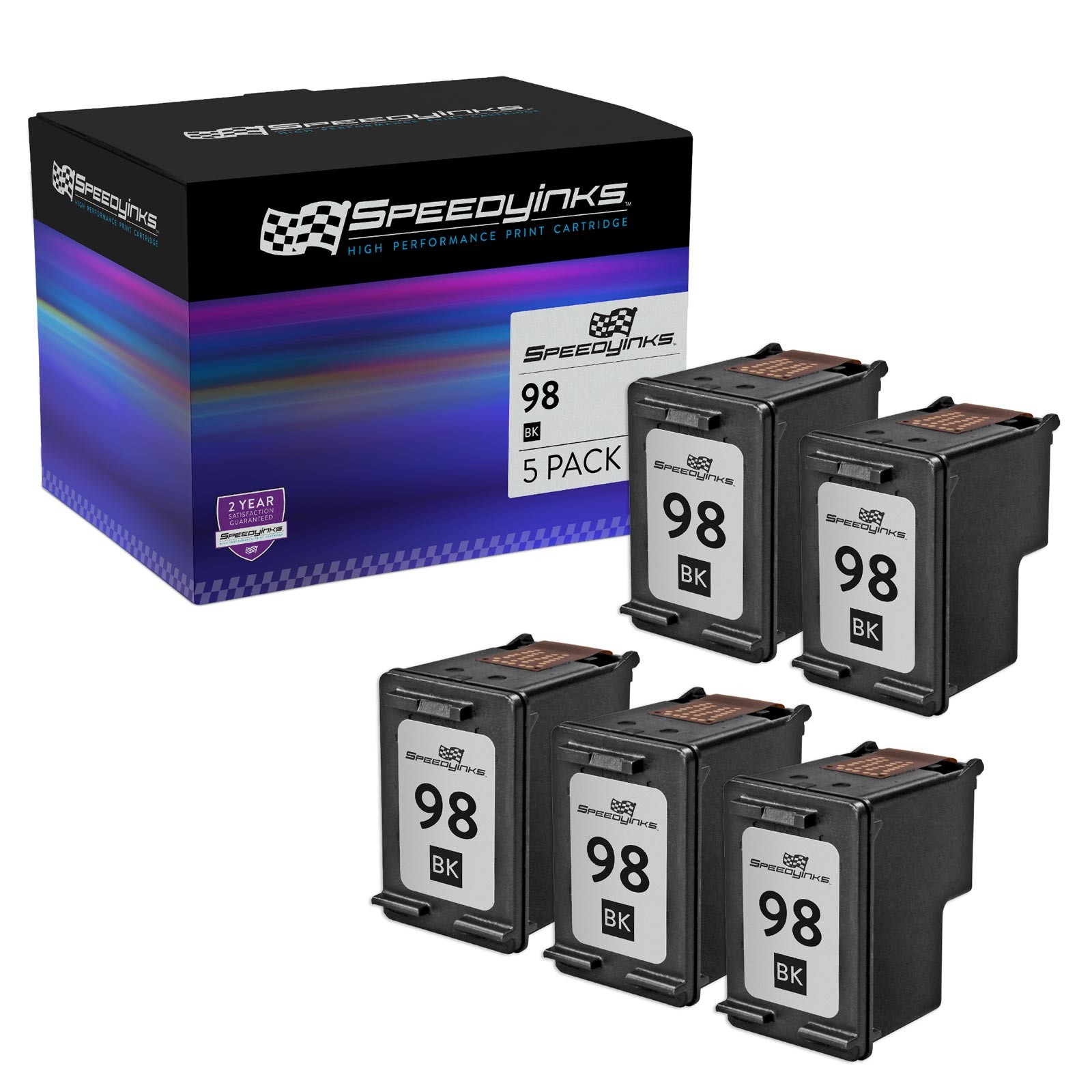5 Pack Reman for Hewlett Packard HP 98 / C9364WN Vivera Black Ink Cartridge
