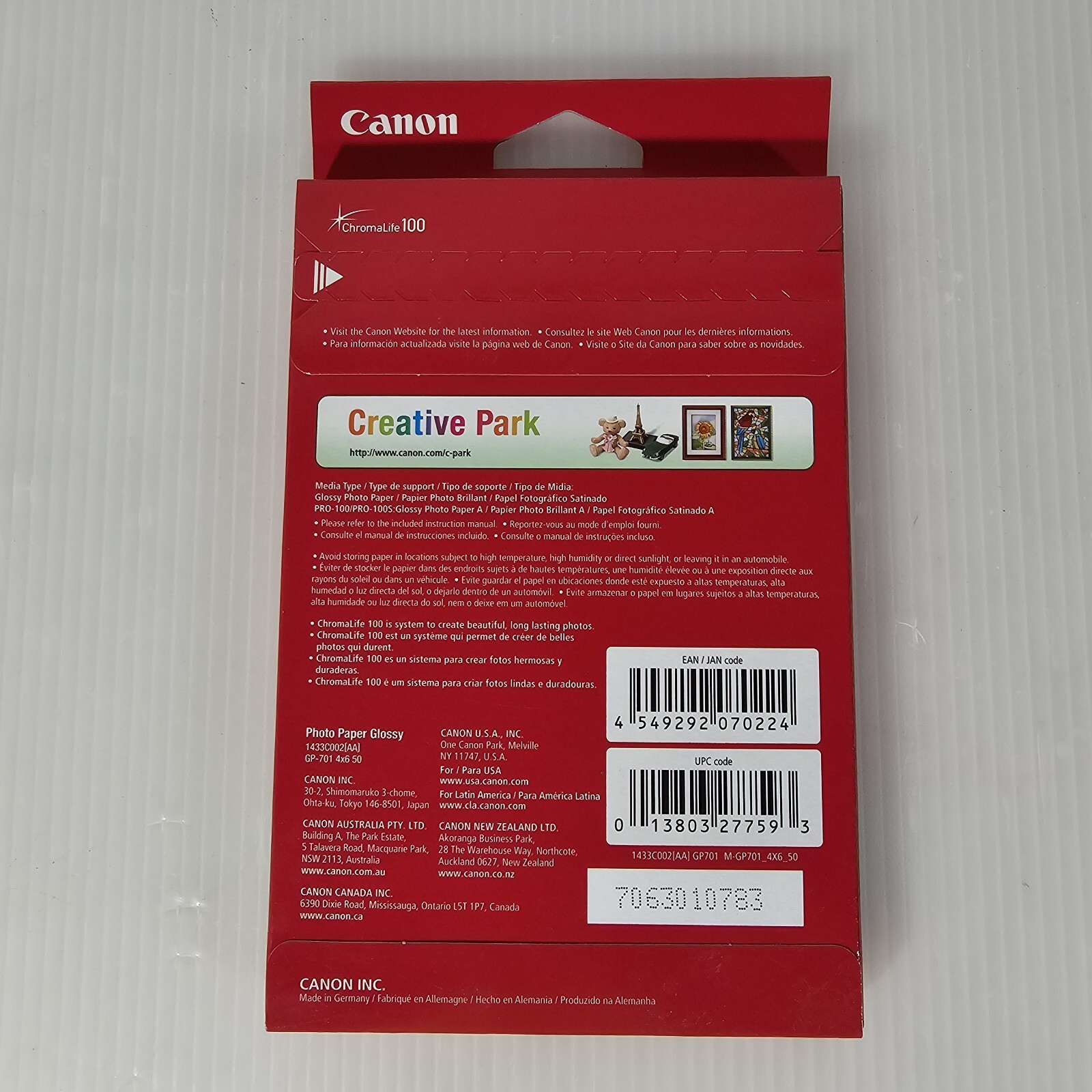 Canon GP-701 Photo Paper Glossy 4″ x 6″ 50 Sheets Genuine NEW