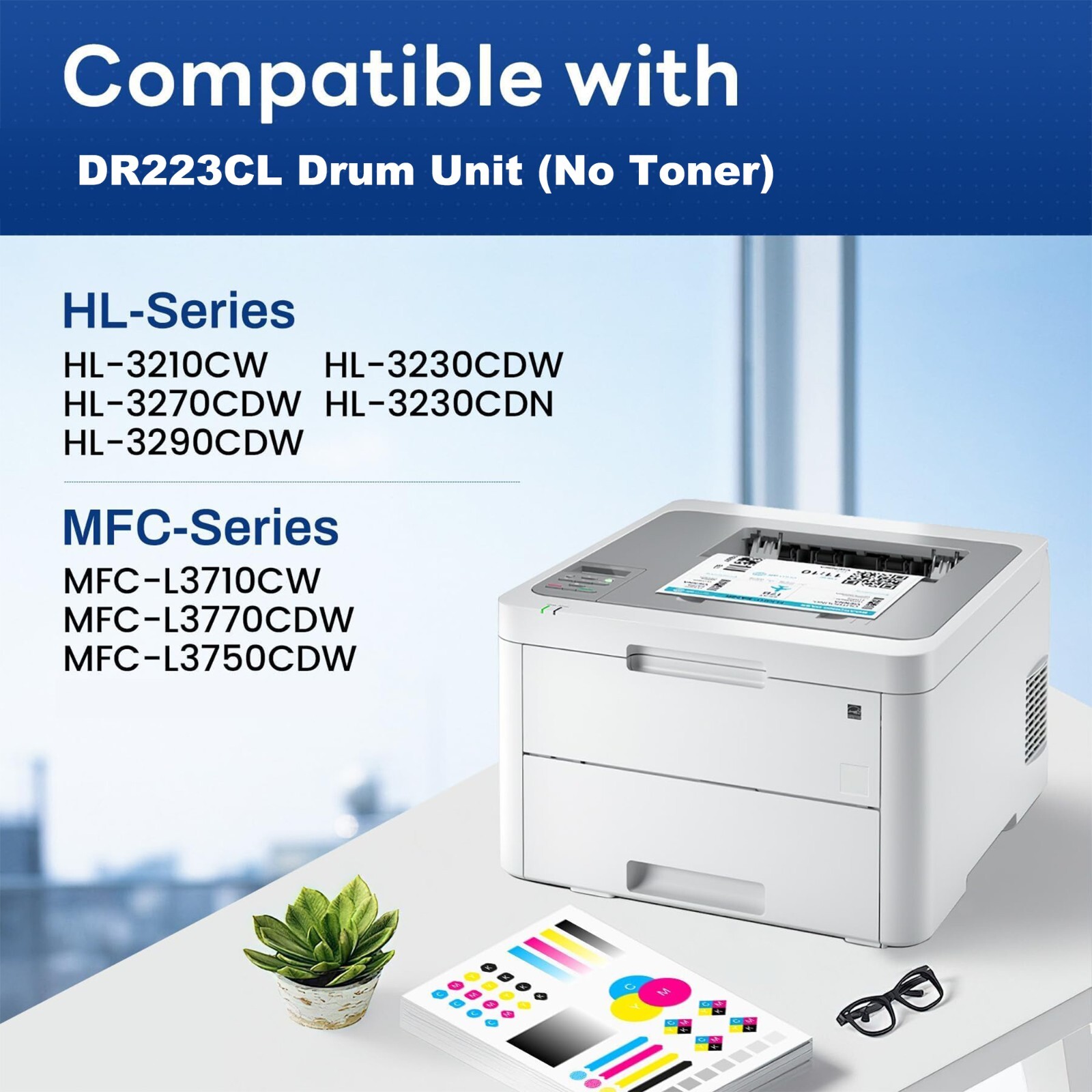FADSOON® 4PK DR223CL Drum Unit for Brother HL-L3270CDW L3230CDW MFC-L3750CDW