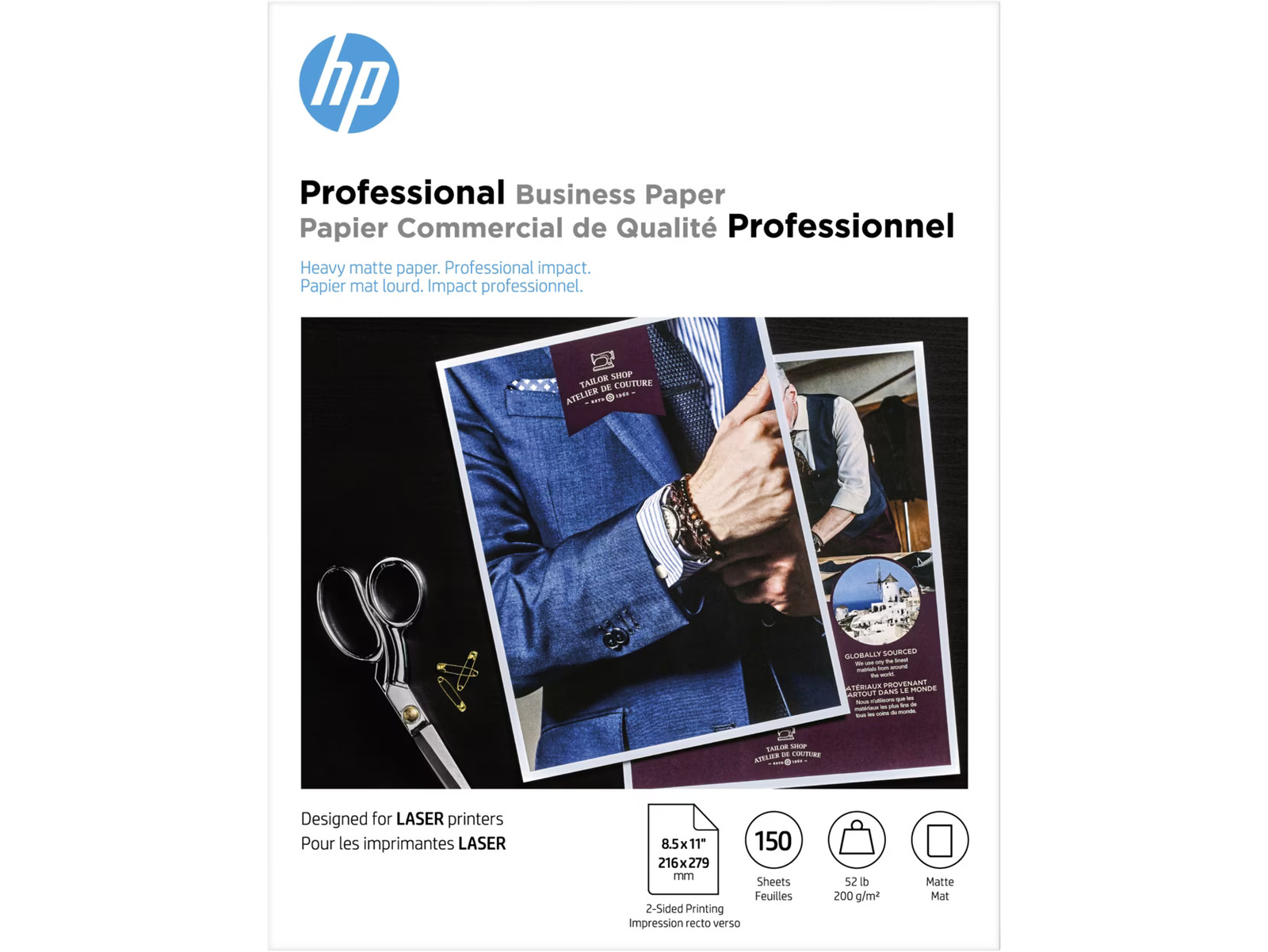 HP Professional Business Paper 52lb Weight 8.5×11 Matte White 150/Pack 4WN05A