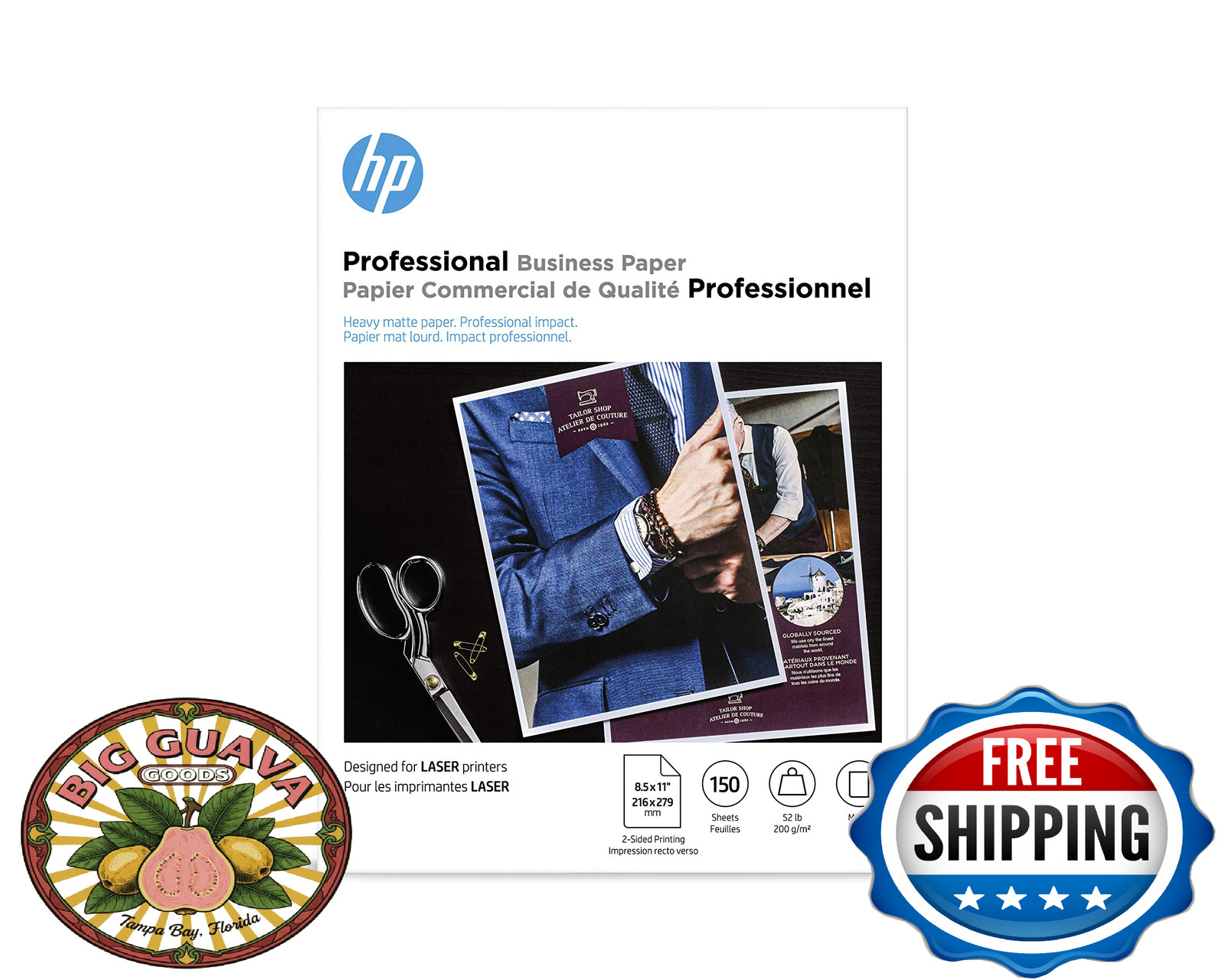 HP Professional Business Paper, Matte, 8.5×11 in, 52 lb, 150 sheets, works with