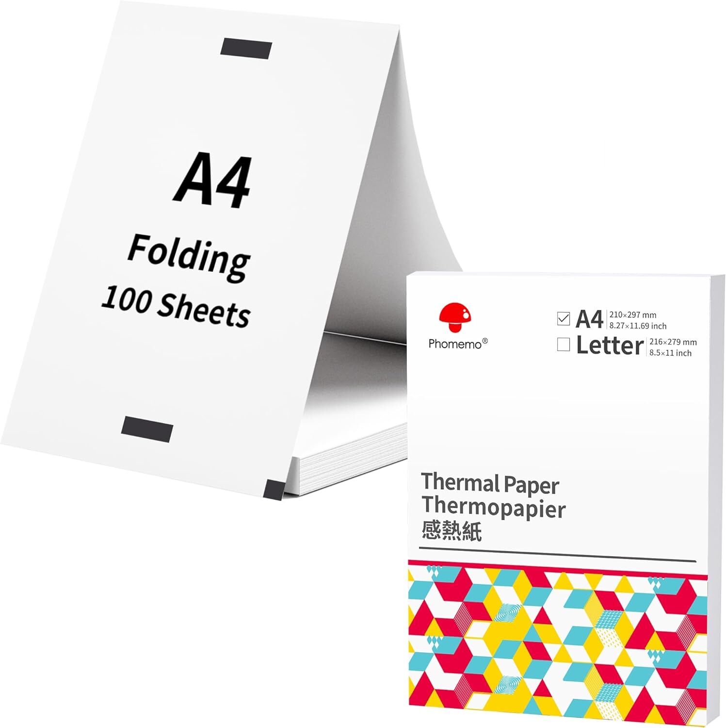 100PC Thermal Paper A4 Foldable for Portable Printer For Phomemo M08F HPRT MT800