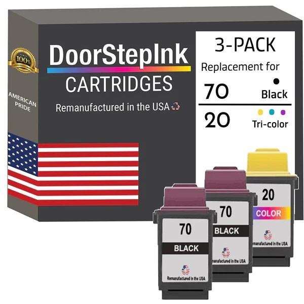 DoorStepInk Ink Cartridges for Lexmark #70 2 Black and #20 Tri-Color