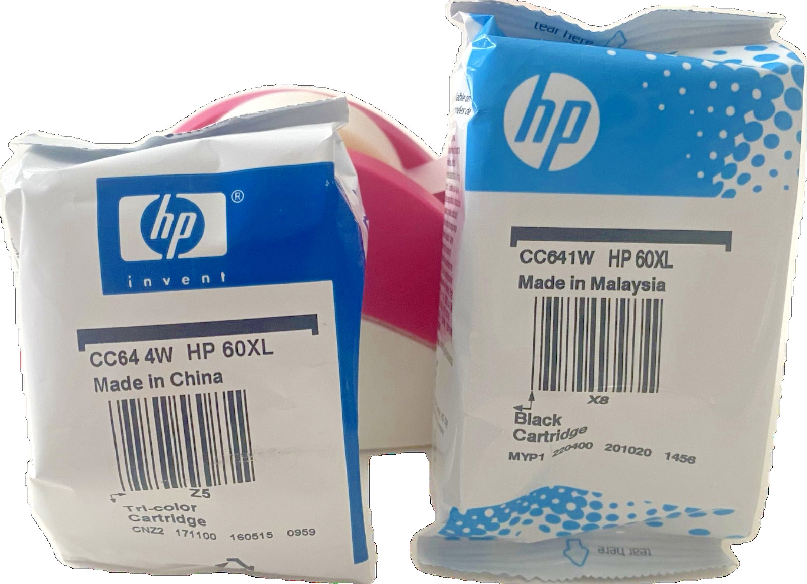 Genuine HP 60XL High-Yield Black & Tri Col Ink carts- for select Envy Printers
