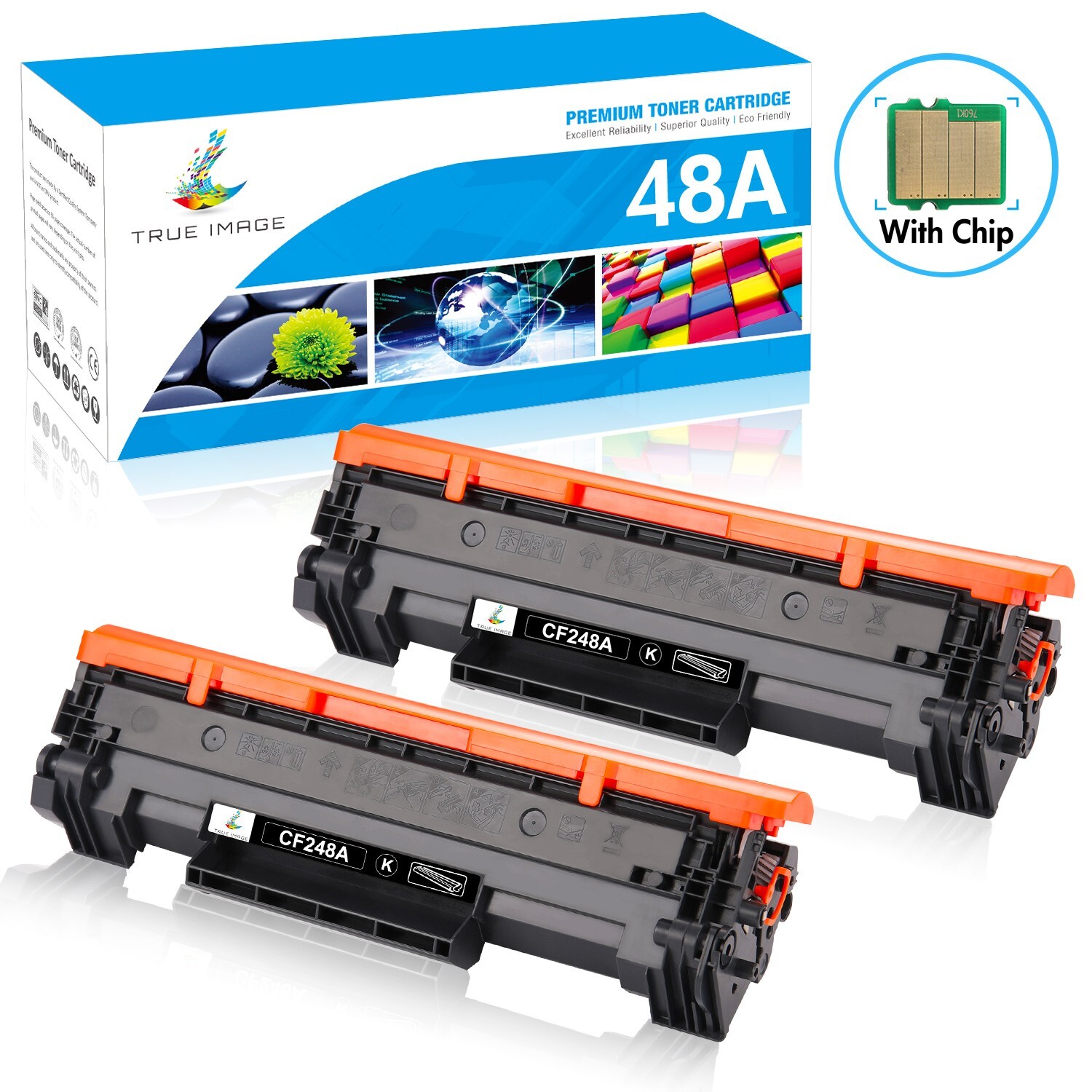 2x CF248A Black Toner Compatible For HP 48A LaserJet Pro M15w M16W M28W MFP M29W