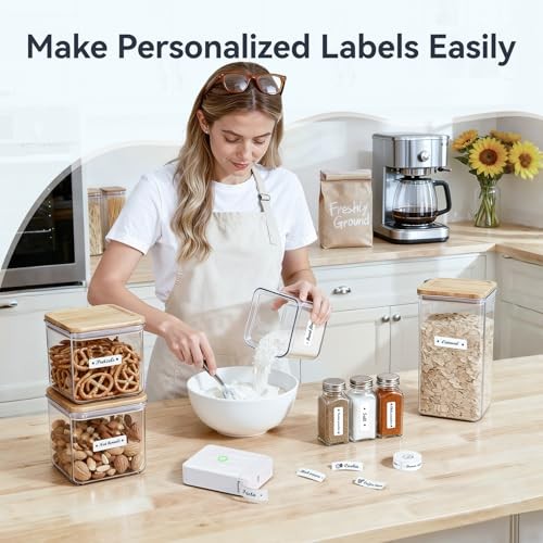 D110 Upgraded Version Mini Label Maker Machine with White Printer + 1 Tape