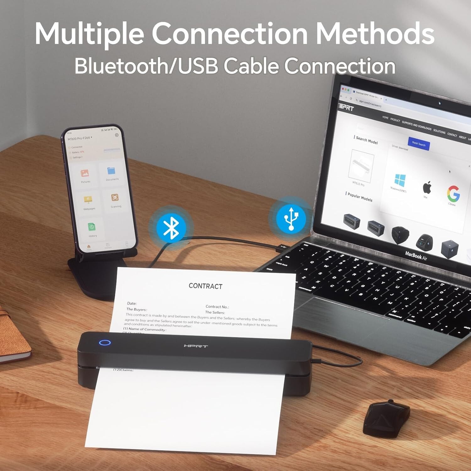 Portable Printer Wireless for Travel, 8.5″ X 11″ US Letter Thermal Inkless BT