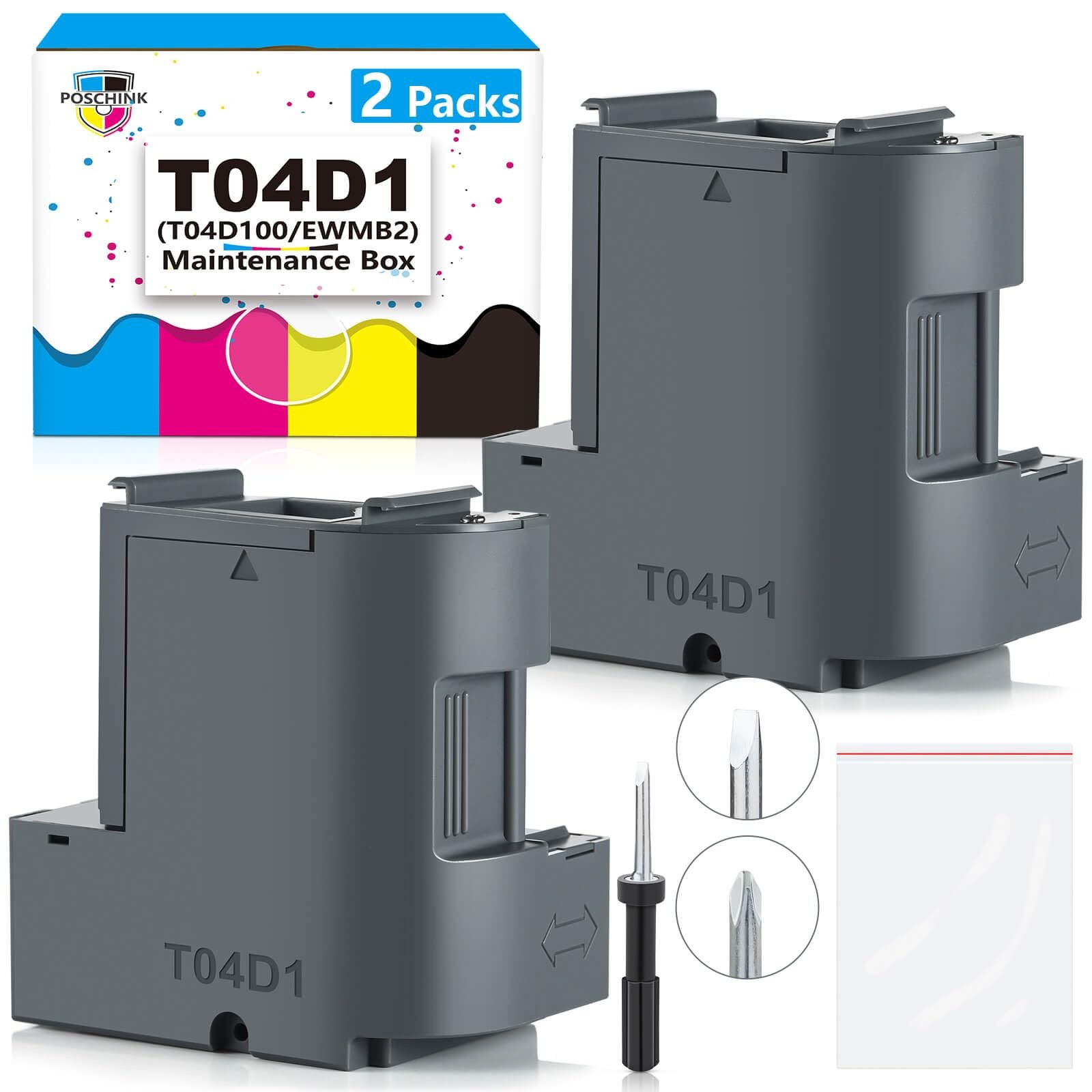 T04D1 T04D100 Ink Maintenance Box for Epson EcoTank ET15000 2 Packs Tank