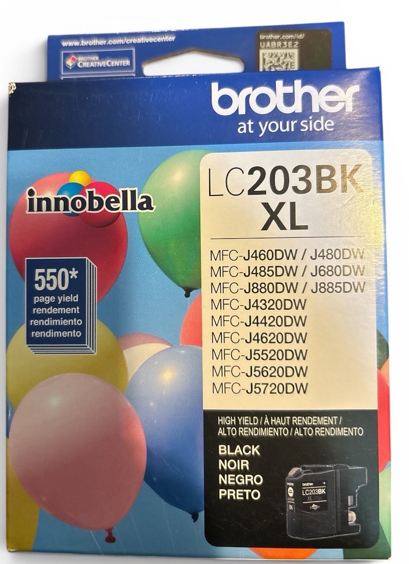 Genuine Brother LC203BK XL Black High Yield Ink Cartridge OEM New Sealed 2023
