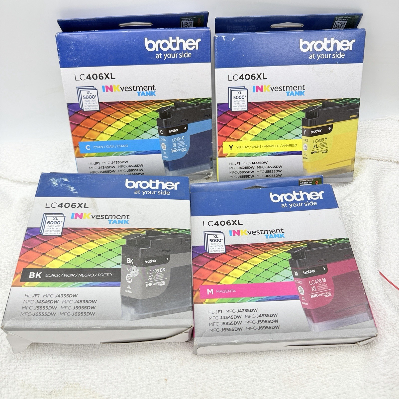 Genuine Brother LC406XL Ink Cartridges CMYK 4-Pack Expired 02/2026 Sealed