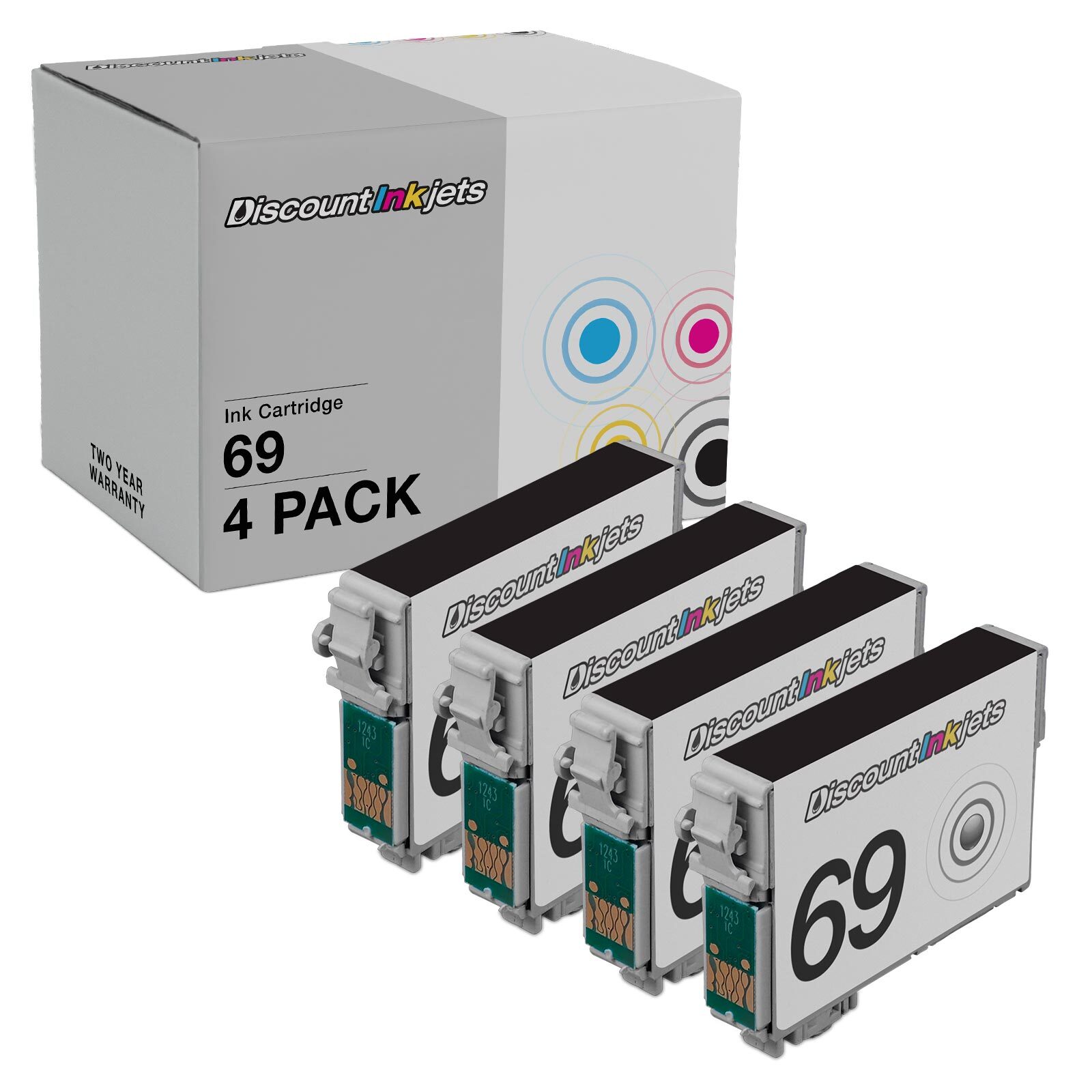 4 T0691 T069 T069120 Black Reman Ink Cartridge for Epson Workforce 610 600 1100