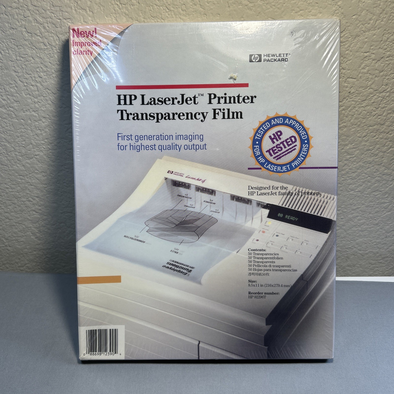 HP LaserJet Printer Transparency Film 92296T 50ct 8.5 x 11 In Sealed