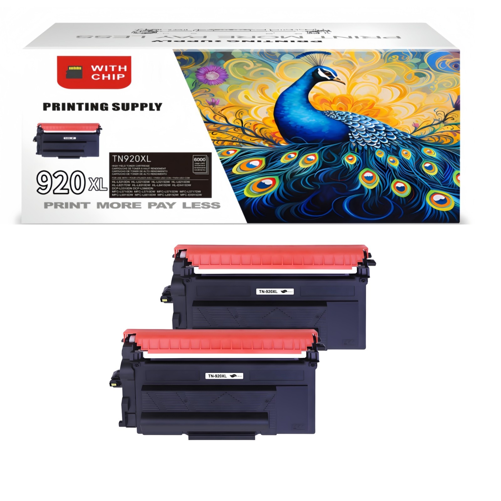 2 PK TN920XL Toner Compatible for Brother TN920 TN920XL HL-L6217 L6310 EX415