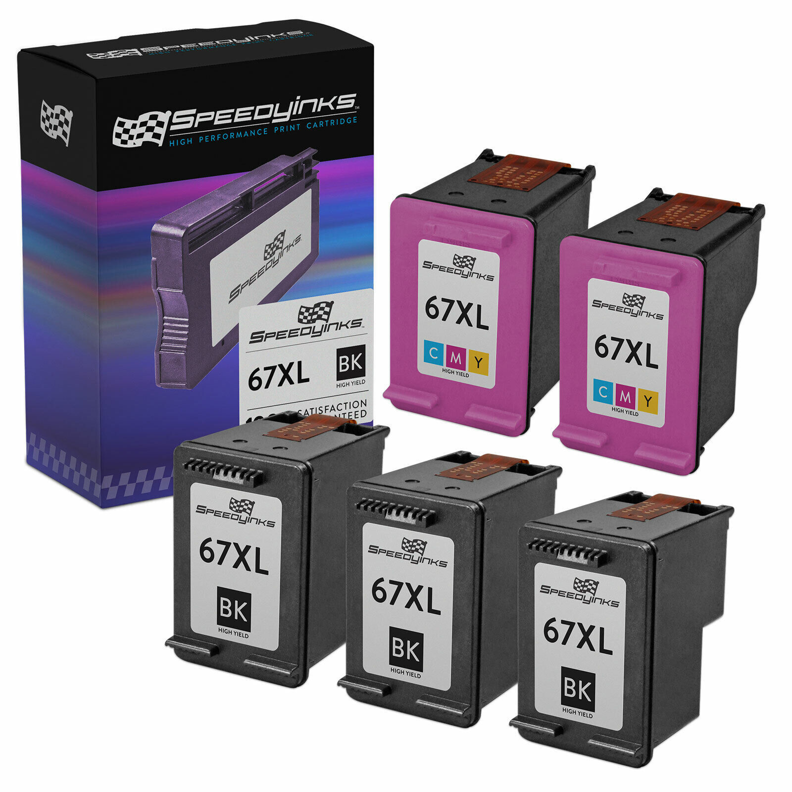 Speedy Replacement for HP 67XL HY Ink Cartridges 3 Black 3YM57AN 2 Color 3YM58AN