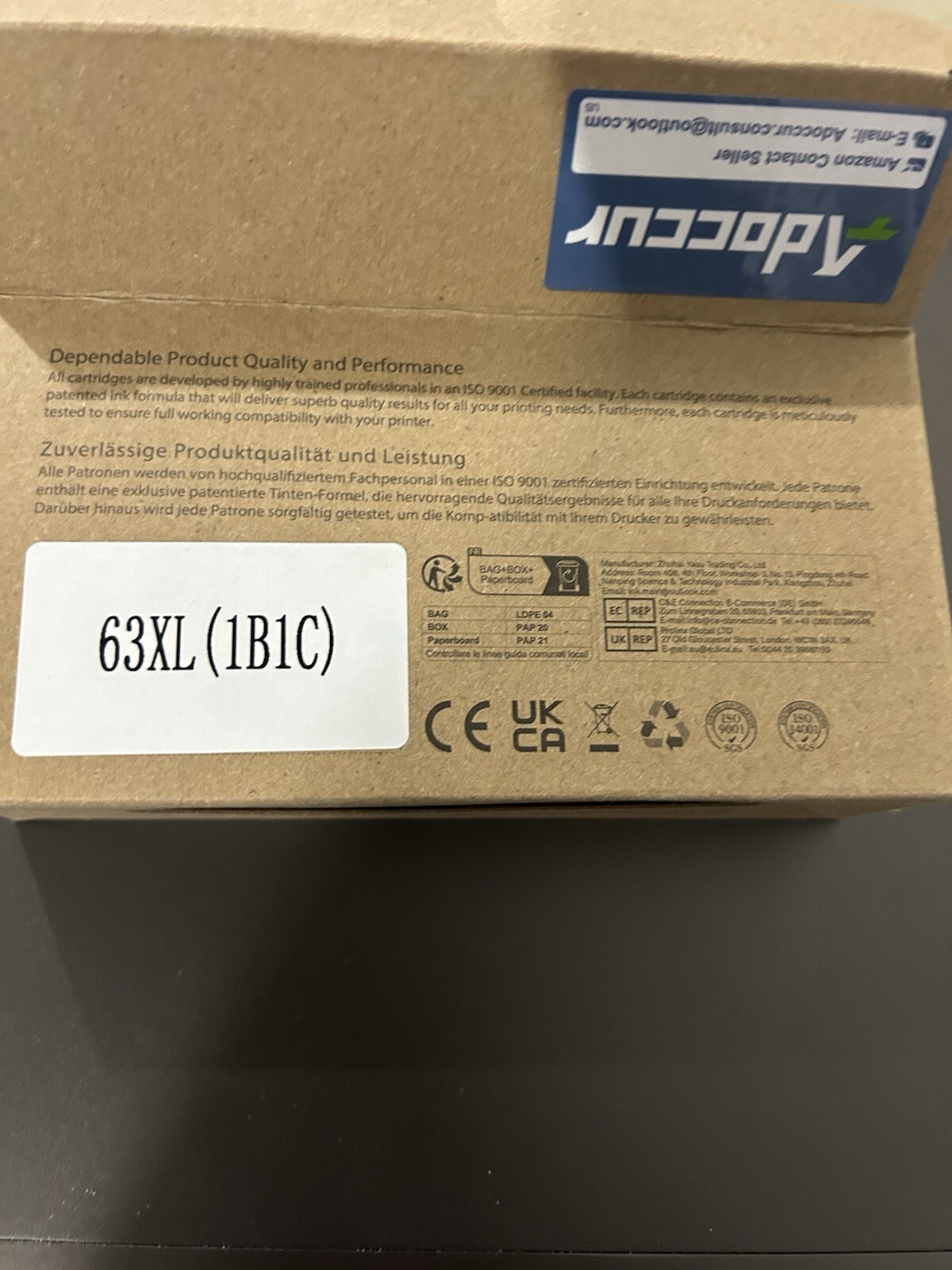 Adoccur HP 63 Replacement Black & Color Ink