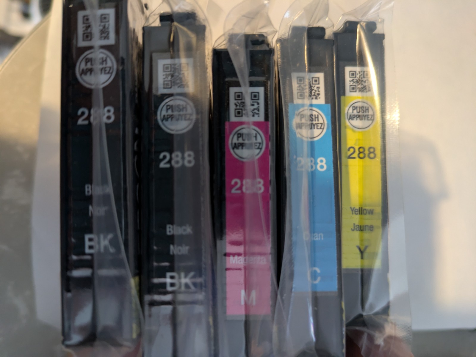 5 Genuine Epson 288 Black+Color Ink