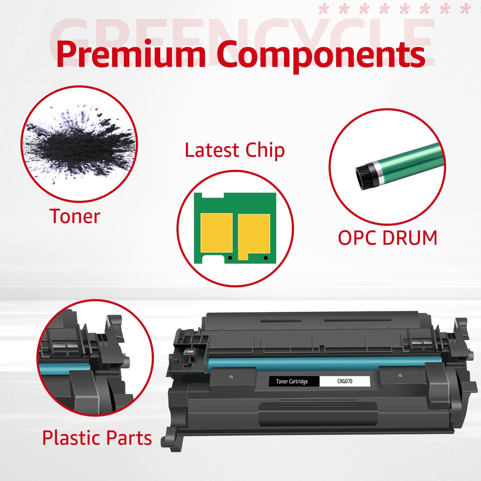greencycle 070 Black Toner Cartridge Compatible Replacement for 2, black