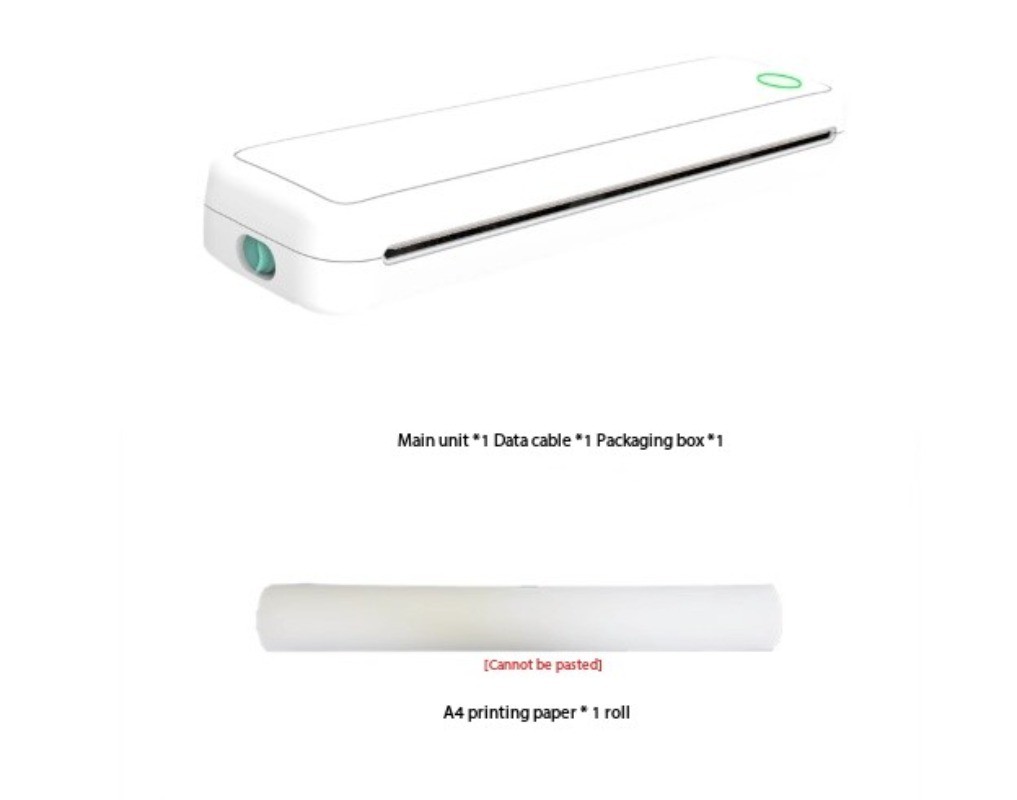 A4 Ultra-Clear Printer Mini Label Printer for Home Use Portable Rechargeable