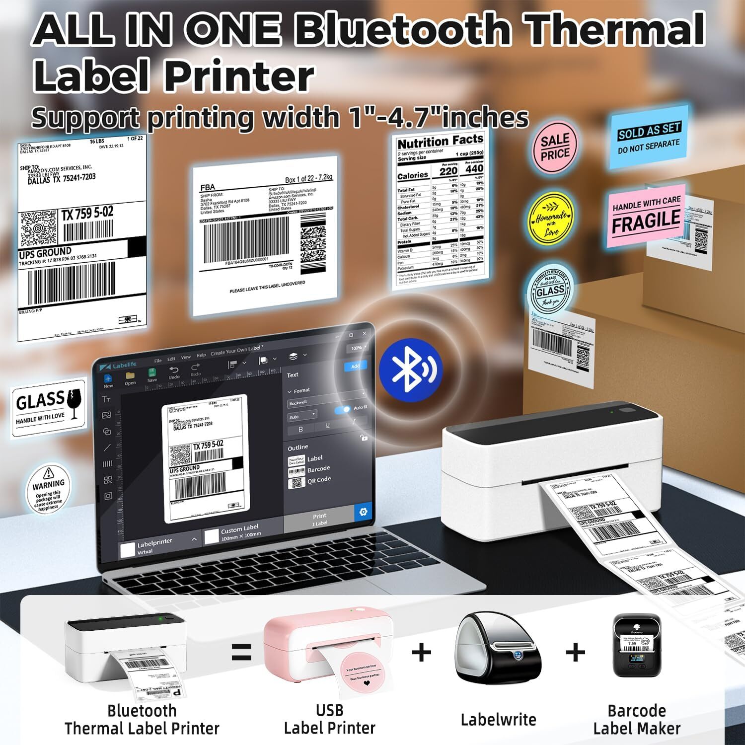 Phomemo Thermal Shipping Label Printer 4×6 Wireless Bluetooth Label Printer US