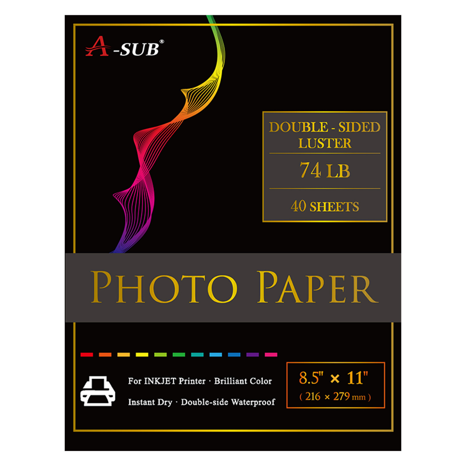 A-SUB Double Sided Photo Paper 8.5×11 Luster 74lb 280g Inkjet Printer Semi-gloss
