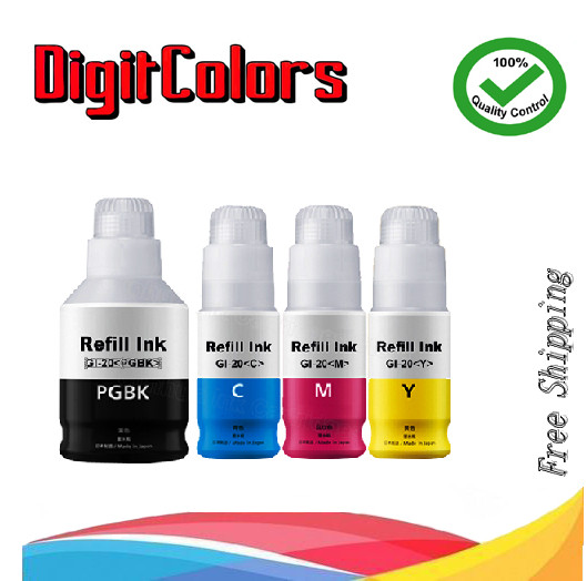 4 Compatible GI-20 BKCMY Ink Bottle For Canon Pixma G5020 G6020 Megatank Printer