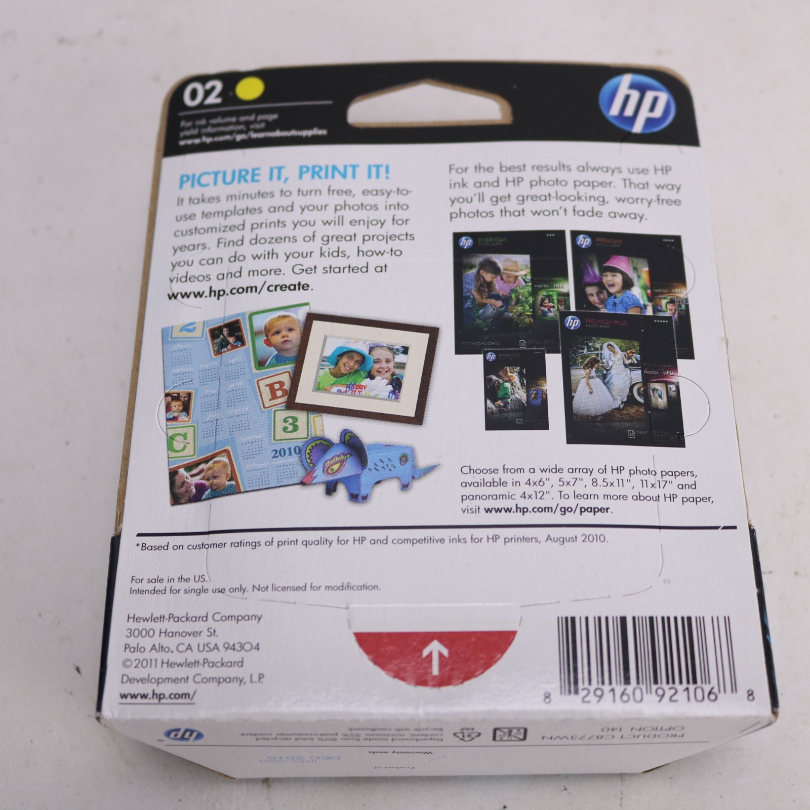HP 02 Yellow Printer Ink * Hewlett-Packard OEM * New Sealed * Exp Dec 2015