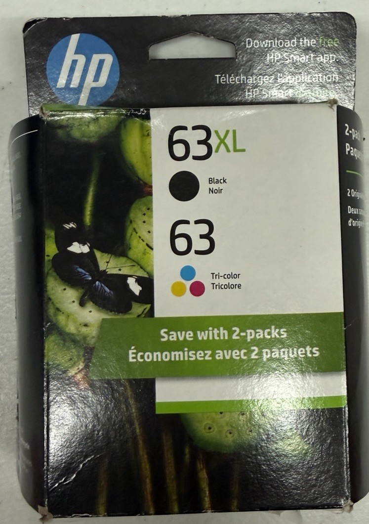 NEW HP 63XL Black & HP 63 Color Ink Cartridges Combo Set EXP 7/27