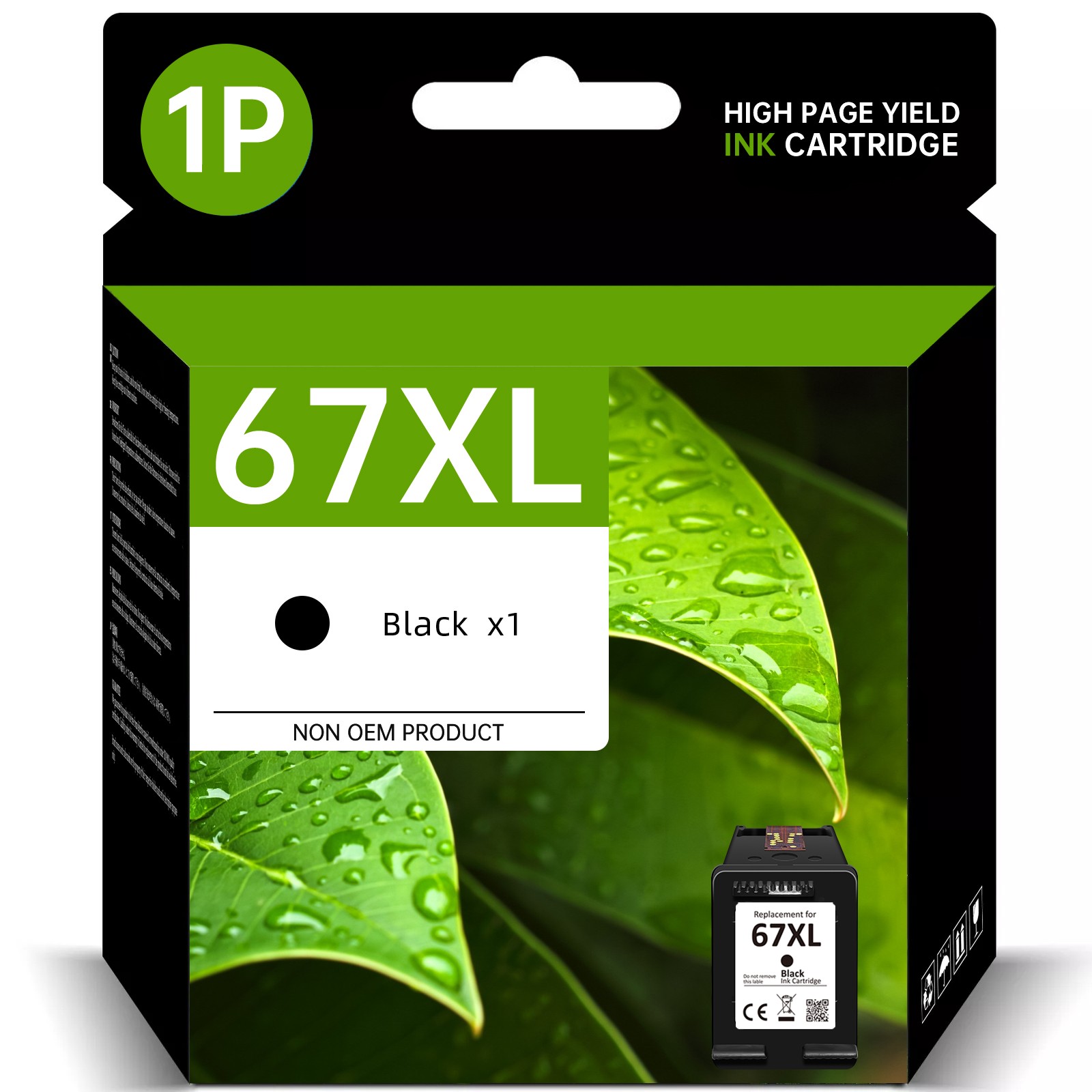 Black Color 67 XL Ink Cartridge for HP 67XL Deskjet 2722e 2721e Envy 6000 6055e