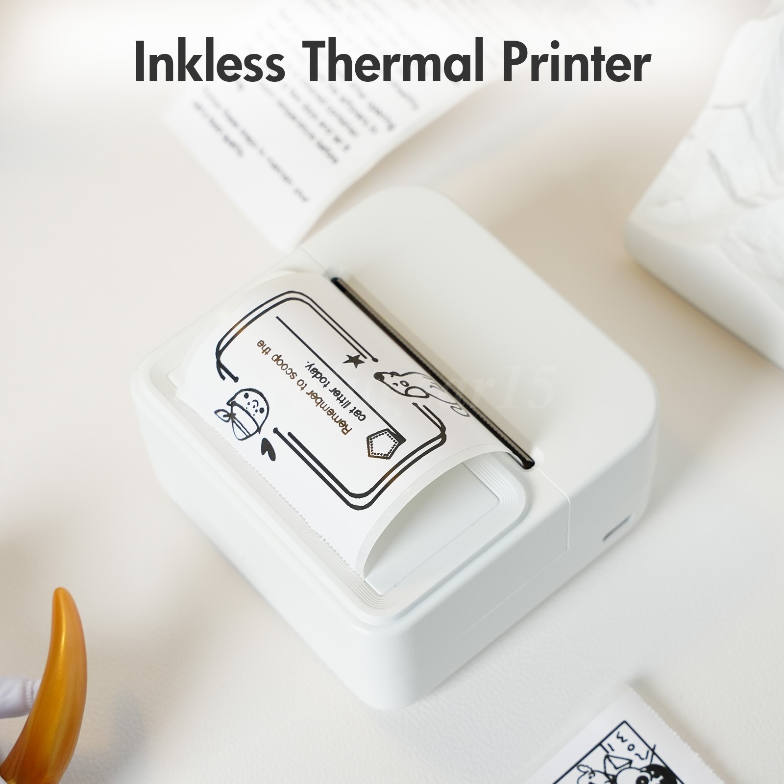LOT Inkless Portable Thermal Label Printer Bluetooth Mini Sticker Maker w/ paper
