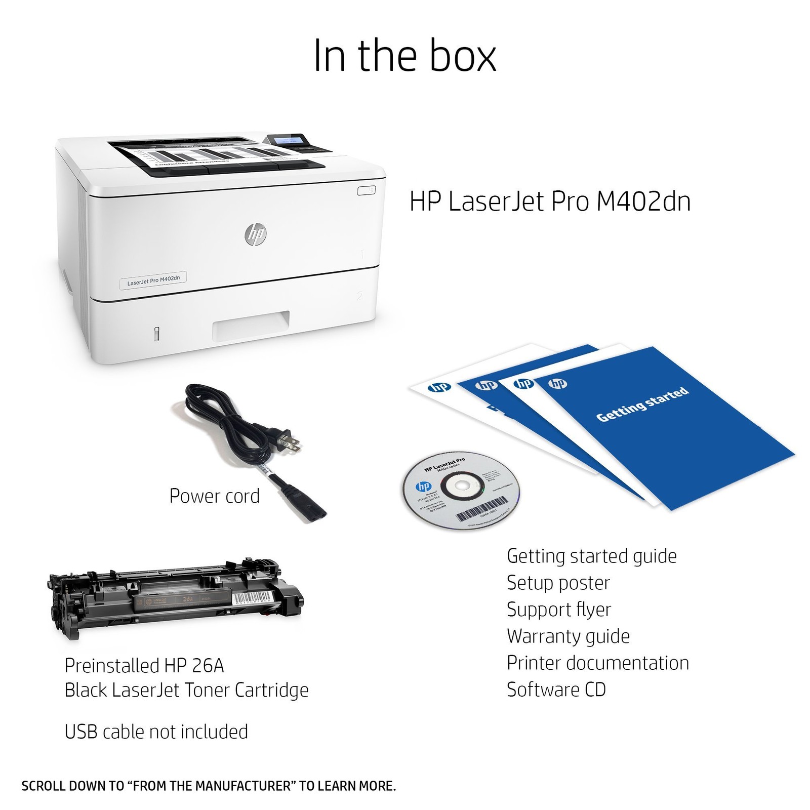 HP Laserjet Pro M402dn Monochrome Printer with Duplex (C5F94A) – Excellent Cond.