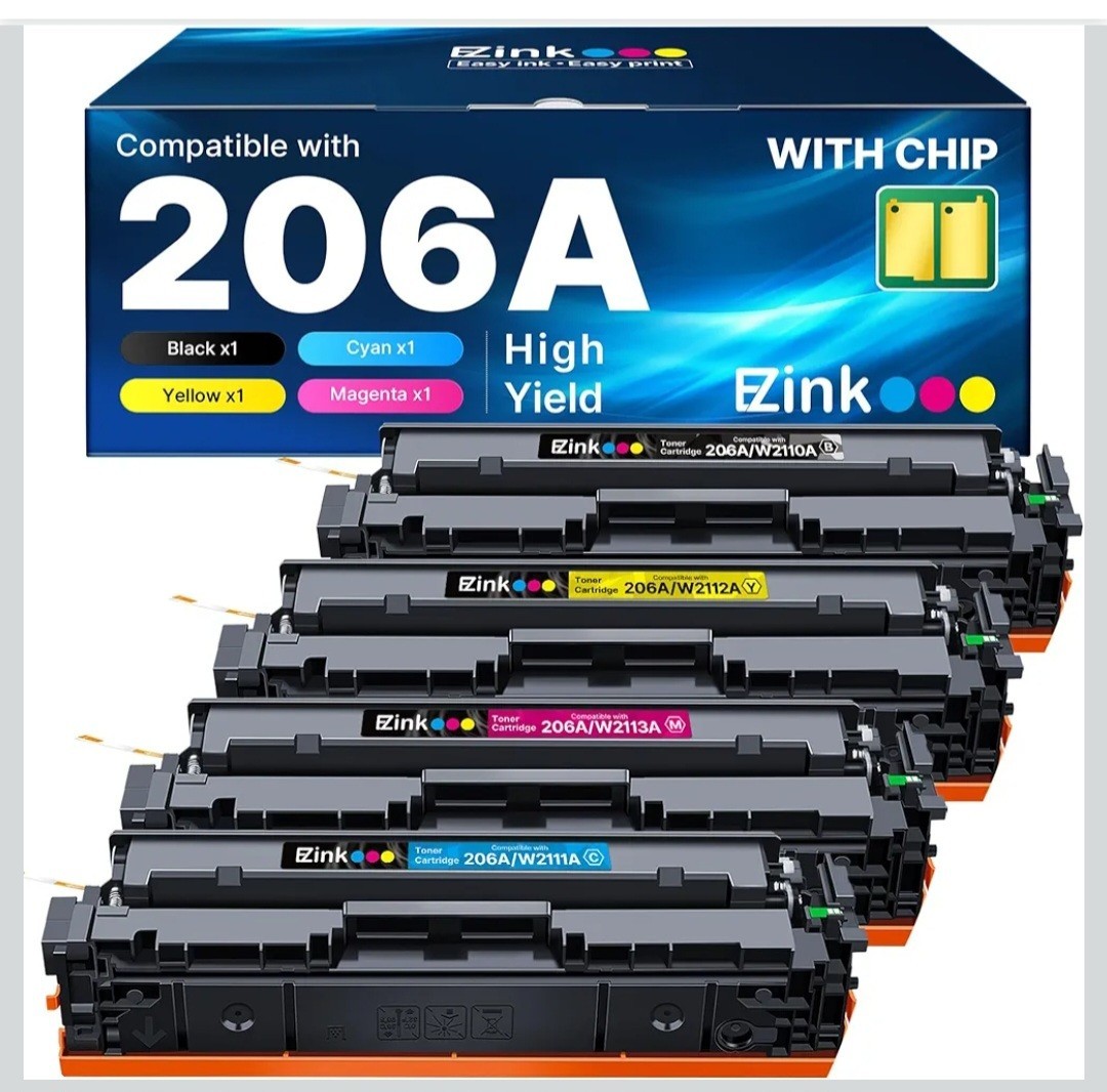 4-Pack 106 / 206A Toner Cartridges Compatible Replacement For HP Black & Color
