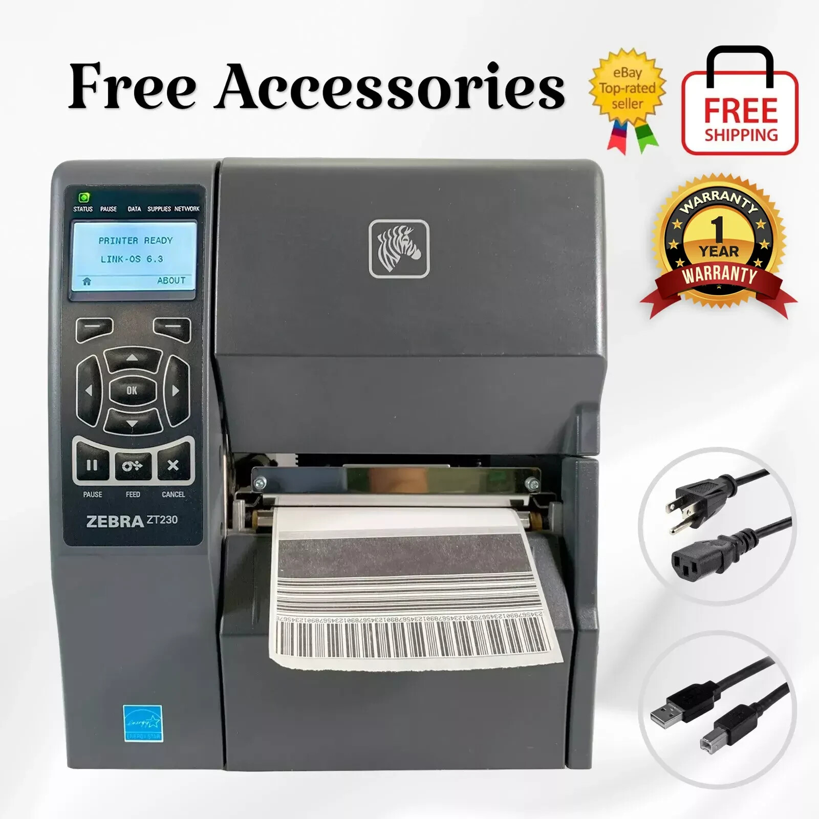 Zebra ZT230 Thermal Transfer Industrial Barcode Printer USB Serial NEW PRINTHEAD