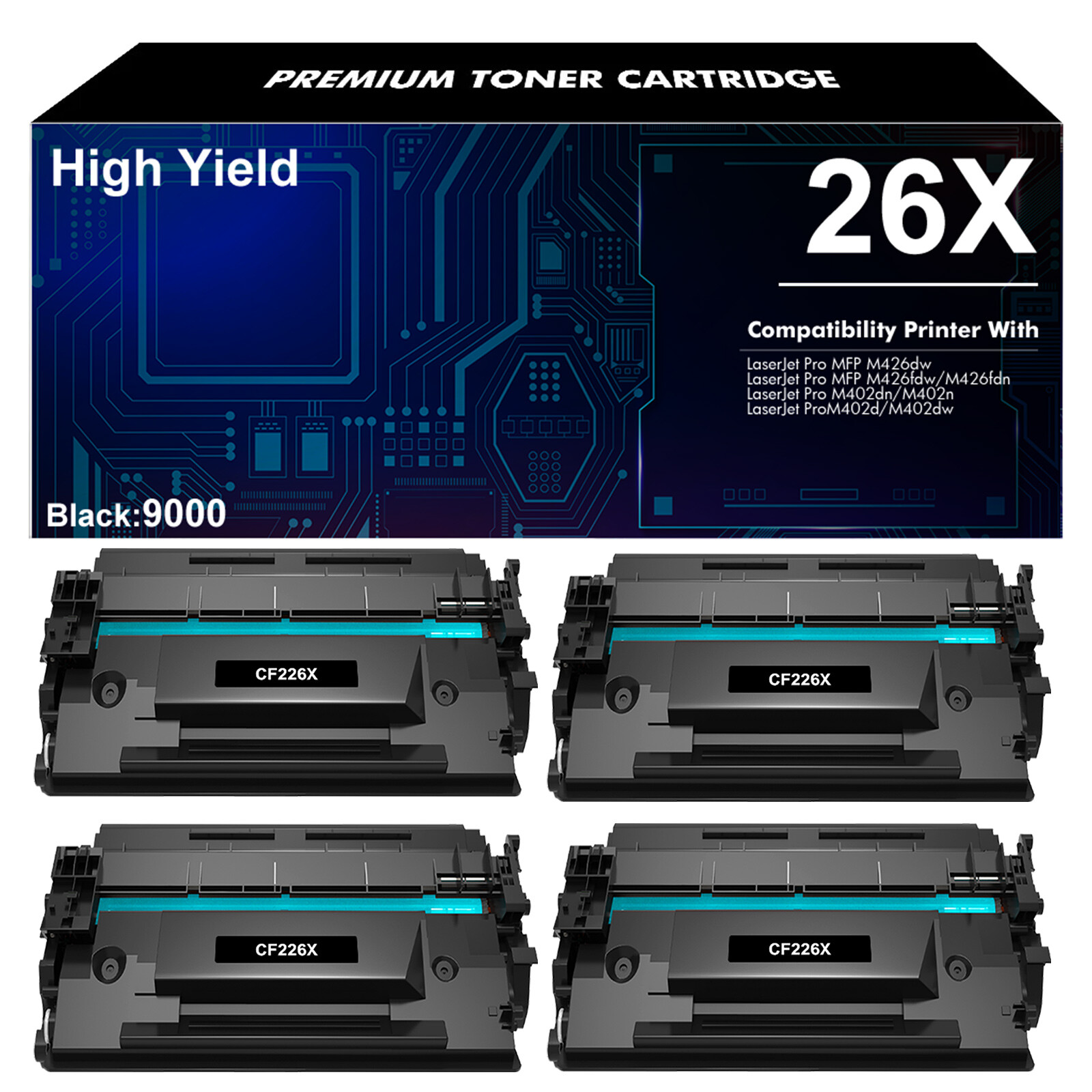 CF226A CF226X Black Toner For HP 26A 26X LaserJet Pro M402dn M402dw M426fdw Lot